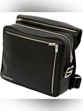 MISBHV Black Leather Backpack